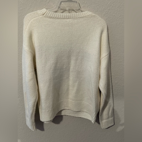 Others Follow Cream Sweater with Brown Stripes Sz M Women’s Cozy - Picture 3 of 4